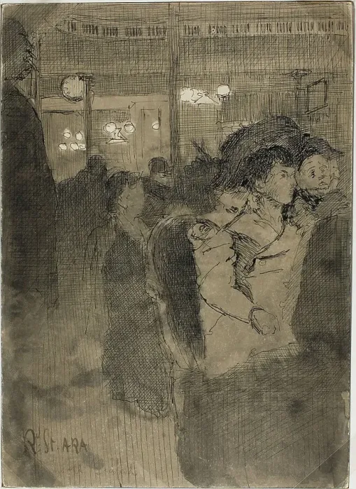 Framed Print : The Old Bedford (recto); The Gallery of the Old Bedford (verso), c. 1894. Creator: Walter Richard Sickert Framed Print : The Old Bedford (recto); The Gallery of the Old Bedford (verso), c. 1894. Creator: Walter Richard Sickert