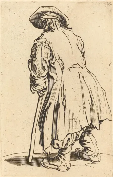 Framed Print : Old Beggar with One Crutch, c. 1622. Creator: Jacques Callot Framed Print : Old Beggar with One Crutch, c. 1622. Creator: Jacques Callot