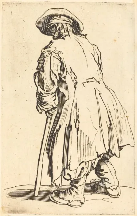 Framed Print : Old Beggar with One Crutch, c. 1622. Creator: Jacques Callot Framed Print : Old Beggar with One Crutch, c. 1622. Creator: Jacques Callot
