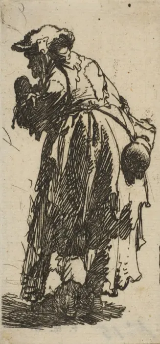Framed Print : Old Beggar Woman with a Gourd, ca. 1629. ca. 1629. Creator: Rembrandt Harmensz van Rijn Framed Print : Old Beggar Woman with a Gourd, ca. 1629. ca. 1629. Creator: Rembrandt Harmensz van Rijn