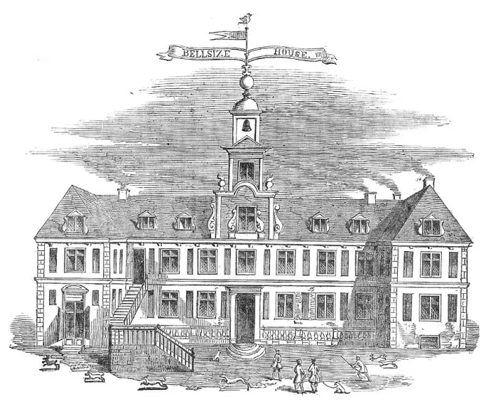 Framed Print : Old Belsize House, Hampstead - from a print of the time, 1854. Creator: Unknown Framed Print : Old Belsize House, Hampstead - from a print of the time, 1854. Creator: Unknown