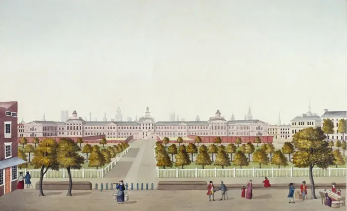 Framed Print : Old Bethlehem Hospital, Moorfields, City of London, 1800 Framed Print : Old Bethlehem Hospital, Moorfields, City of London, 1800