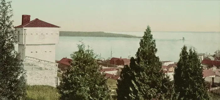 Framed Print : Old Block House, Fort Mackinac, Michigan, ca 1900. Creator: Unknown Framed Print : Old Block House, Fort Mackinac, Michigan, ca 1900. Creator: Unknown