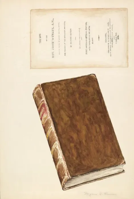 Framed Print : Old Book, Life of Wesley, c. 1936. Creator: Magnus S. Fossum Framed Print : Old Book, Life of Wesley, c. 1936. Creator: Magnus S. Fossum
