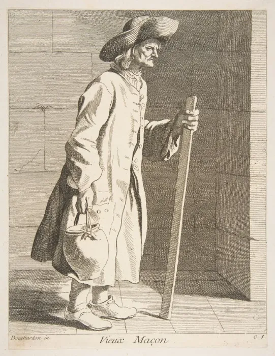 Framed Print : Old Bricklayer, 1737. Creator: Caylus, Anne-Claude-Philippe de