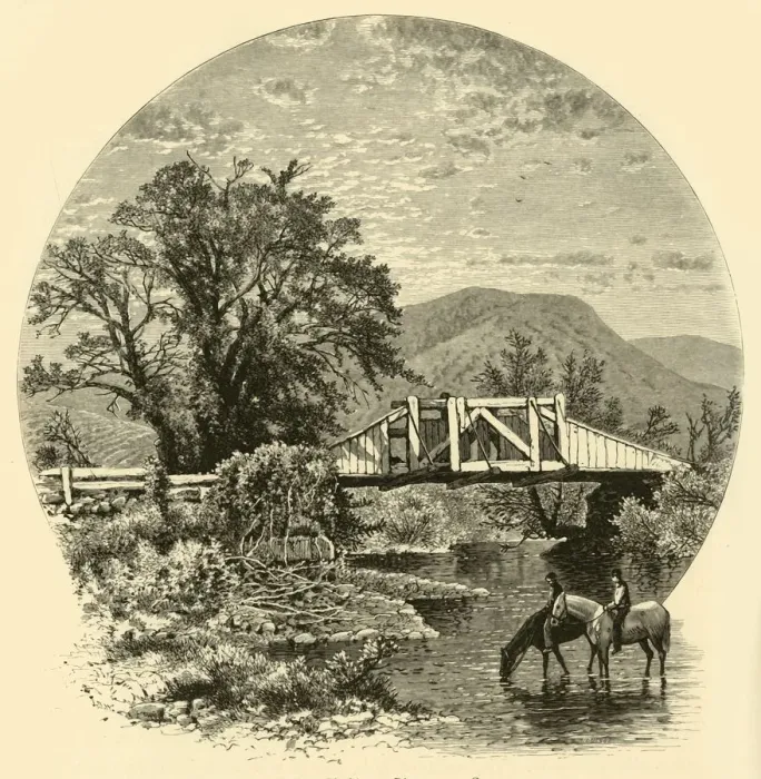 Framed Print : Old Bridge, Blackberry River, near Canaan, 1874. Creator: John J. Harley Framed Print : Old Bridge, Blackberry River, near Canaan, 1874. Creator: John J. Harley