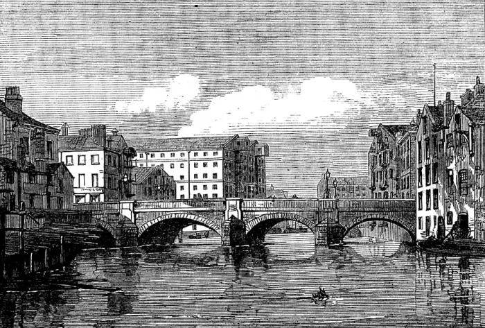 Framed Print : The Old Bridge at Leeds, 1873. Creator: Unknown Framed Print : The Old Bridge at Leeds, 1873. Creator: Unknown