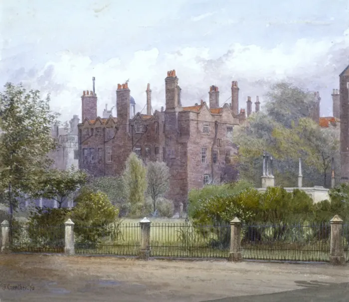 Framed Print : Old Buildings and gardens, Lincolns Inn, London, 1879. Artist: John Crowther Framed Print : Old Buildings and gardens, Lincolns Inn, London, 1879. Artist: John Crowther