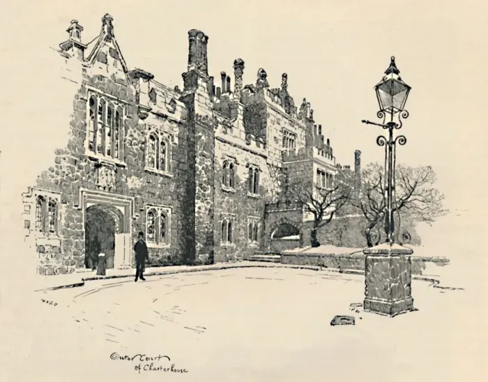 Framed Print : Old Charterhouse: The Masters Court, 1886. Artist: Joseph Pennell Framed Print : Old Charterhouse: The Masters Court, 1886. Artist: Joseph Pennell