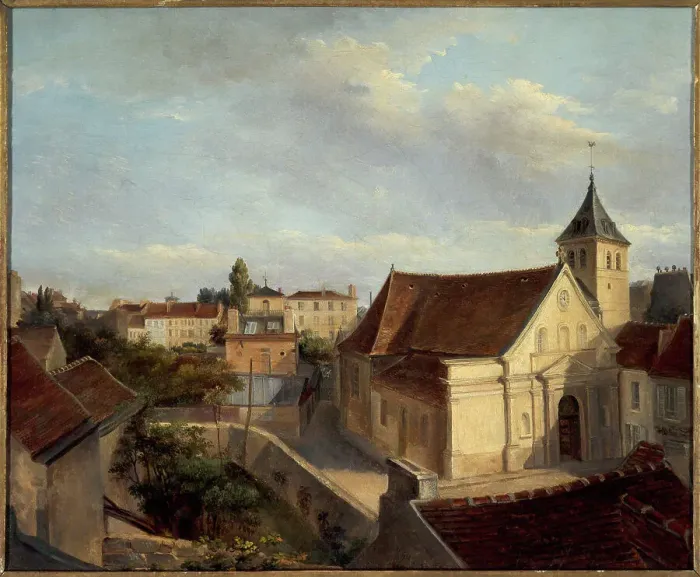 Framed Print : The old Church of Belleville, 1852. Creator: Victor Rene Garson Framed Print : The old Church of Belleville, 1852. Creator: Victor Rene Garson