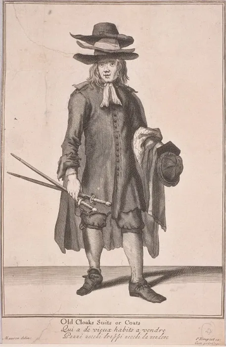 Framed Print : Old Cloaks Suits or Coats, Cries of London, (c1688?) Framed Print : Old Cloaks Suits or Coats, Cries of London, (c1688?)