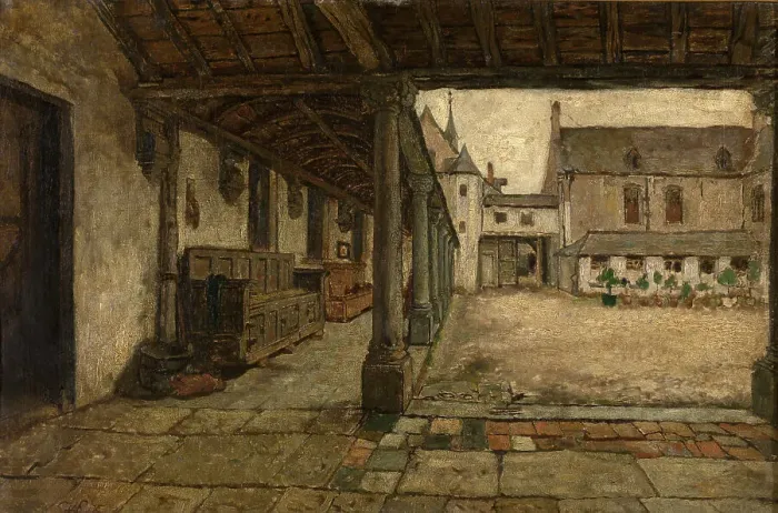 Framed Print : The Old Cloister in Lier, 1871. Creator: Willem Linnig II Framed Print : The Old Cloister in Lier, 1871. Creator: Willem Linnig II