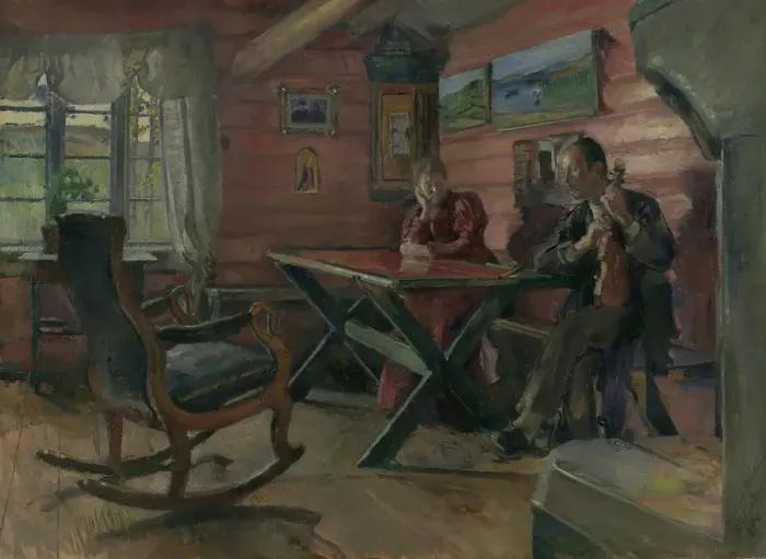 Framed Print : The Old Cottage at Kolbotn, Hulda and Arne Garborg's Home, 1896. Creator: Harriet Backer Framed Print : The Old Cottage at Kolbotn, Hulda and Arne Garborg's Home, 1896. Creator: Harriet Backer