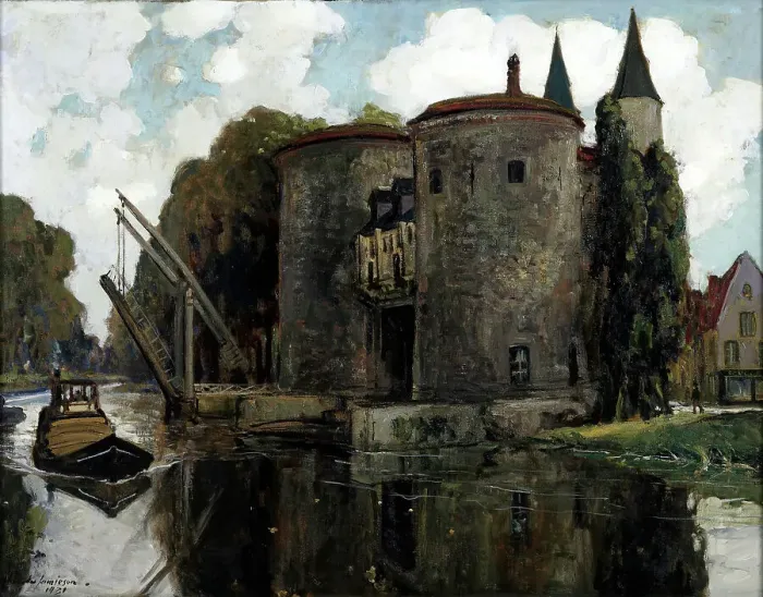 Framed Print : Old drawbridge, Bruges, 1931. Creator: Alexander Jamieson Framed Print : Old drawbridge, Bruges, 1931. Creator: Alexander Jamieson