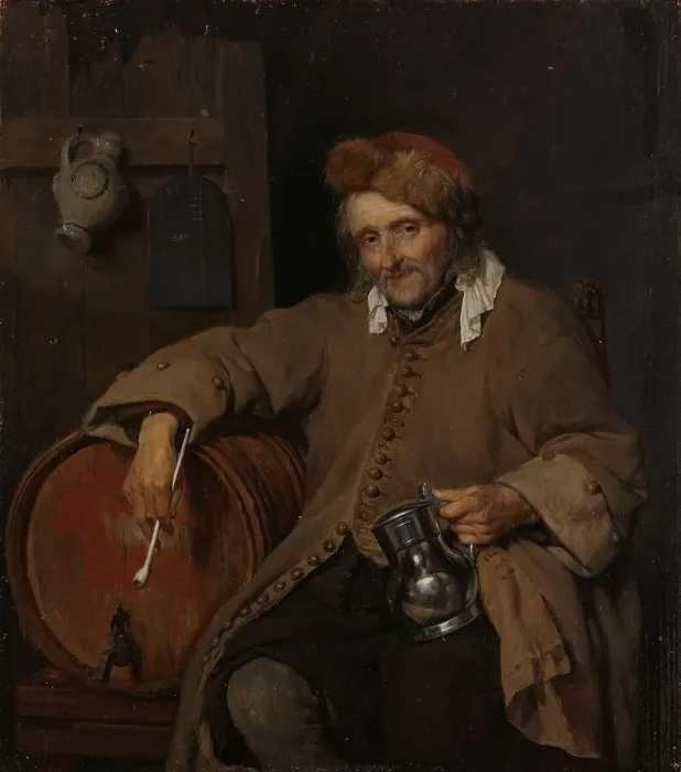 Framed Print : The Old Drinker, c.1661-c.1663. Creator: Gabriel Metsu Framed Print : The Old Drinker, c.1661-c.1663. Creator: Gabriel Metsu