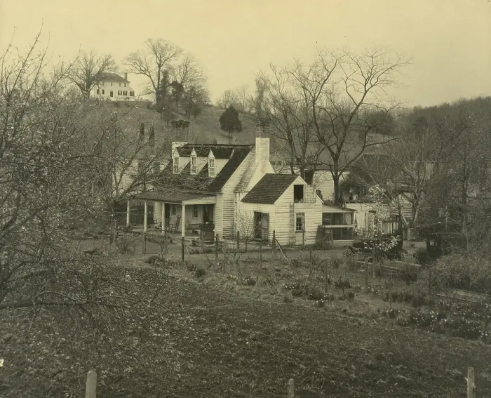 Framed Print : Old Dunbar quarters, Falmouth, old building from hillside, between 1925 and 1929. Creator: Frances Benjamin Johnston Framed Print : Old Dunbar quarters, Falmouth, old building from hillside, between 1925 and 1929. Creator: Frances Benjamin Johnston