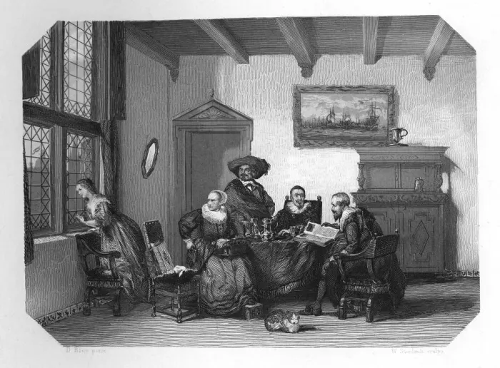 Framed Print : An old Dutch family household, c1870. Artist: W Steelink Framed Print : An old Dutch family household, c1870. Artist: W Steelink