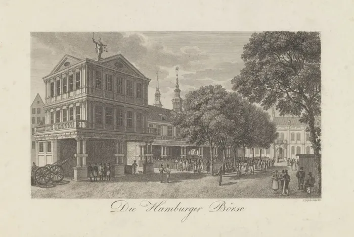Framed Print : The Old Exchange in Hamburg, 1822. Artist: Geissler (Geisler), Johann Martin Friedrich (1778-1853) Framed Print : The Old Exchange in Hamburg, 1822. Artist: Geissler (Geisler), Johann Martin Friedrich (1778-1853)