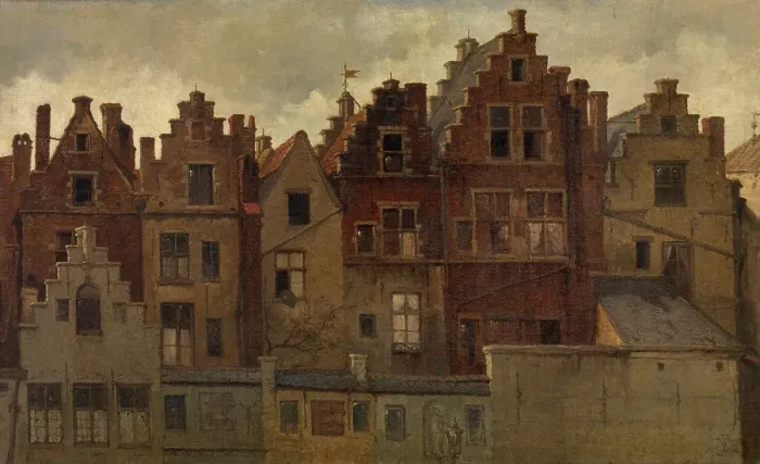 Framed Print : Old Facades on the Handschoenmarkt, c1870s. Creator: Hendrik Frans Schaefels Framed Print : Old Facades on the Handschoenmarkt, c1870s. Creator: Hendrik Frans Schaefels