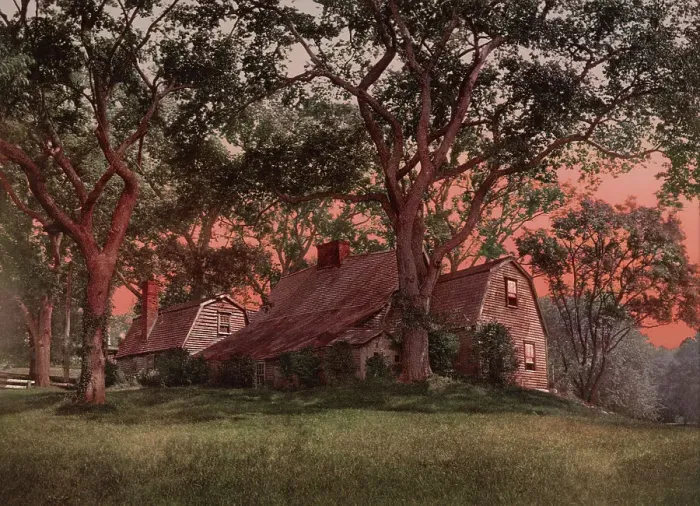 Framed Print : The Old Fairbanks House, Dedham, Massachusetts, c1899. Creator: Unknown Framed Print : The Old Fairbanks House, Dedham, Massachusetts, c1899. Creator: Unknown