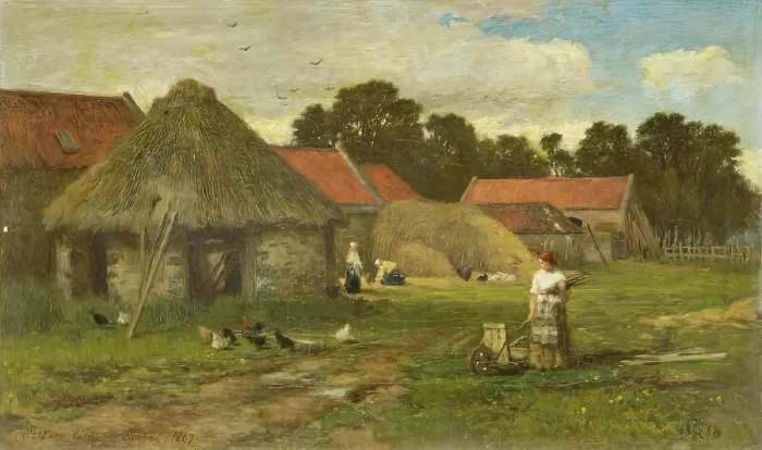 Framed Print : Old Farmyard near Stirling, 1868. Creator: George Reid Framed Print : Old Farmyard near Stirling, 1868. Creator: George Reid