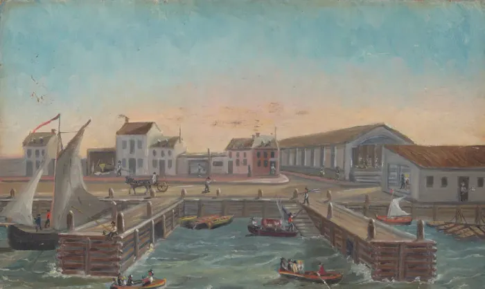 Framed Print : Old Ferry Stairs, 1870s. Creator: William P. Chappel Framed Print : Old Ferry Stairs, 1870s. Creator: William P. Chappel