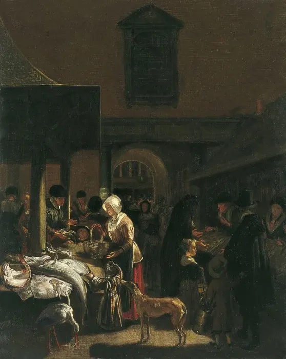 Framed Print : The Old Fish Market on the Dam, Amsterdam, 1650. Creator: Emanuel de Witte Framed Print : The Old Fish Market on the Dam, Amsterdam, 1650. Creator: Emanuel de Witte