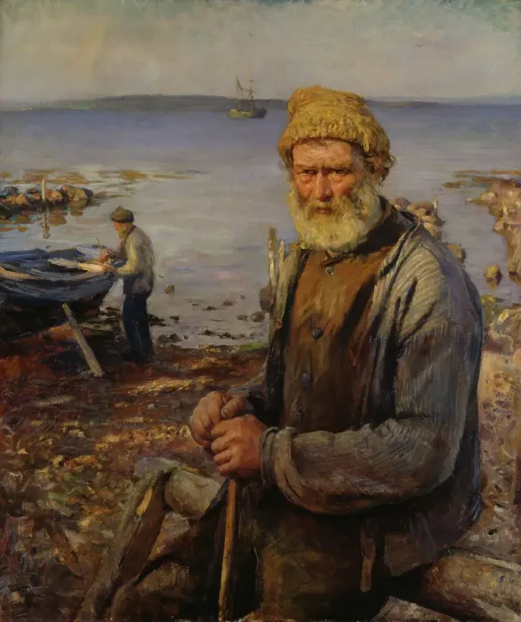 Framed Print : The old Fisherman, 1891. Creator: Hans Heyerdahl Framed Print : The old Fisherman, 1891. Creator: Hans Heyerdahl