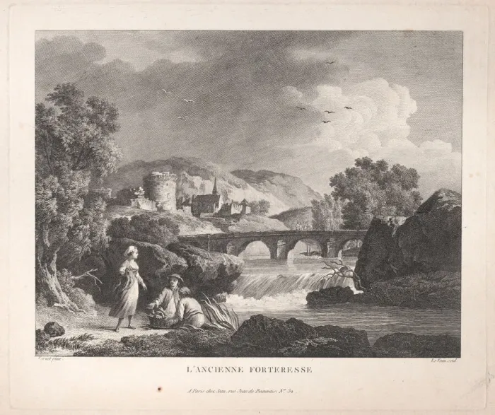 Framed Print : The Old Fortress, ca. 1750-1800. Creator: Jean Jacques Le Veau Framed Print : The Old Fortress, ca. 1750-1800. Creator: Jean Jacques Le Veau