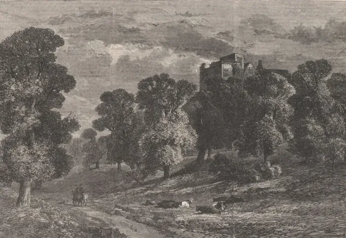 Framed Print : The Old Hall, Hardwick, Derbyshire, from Illustrated London News, May 23
