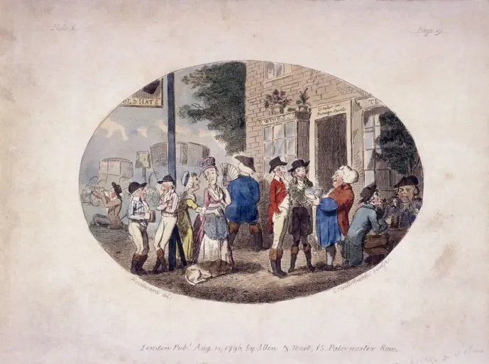 Framed Print : Old Hats Tavern, (Uxbridge, Middlesex?), 1796. Artist: Isaac Cruikshank Framed Print : Old Hats Tavern, (Uxbridge, Middlesex?), 1796. Artist: Isaac Cruikshank