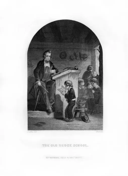 Framed Print : The Old Hedge School, 1872. Artist: C Burt Framed Print : The Old Hedge School, 1872. Artist: C Burt