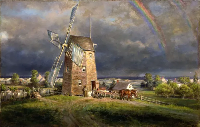 Framed Print : Old Hook Mill, Easthampton, ca. 1880. Creator: Edward Lamson Henry Framed Print : Old Hook Mill, Easthampton, ca. 1880. Creator: Edward Lamson Henry