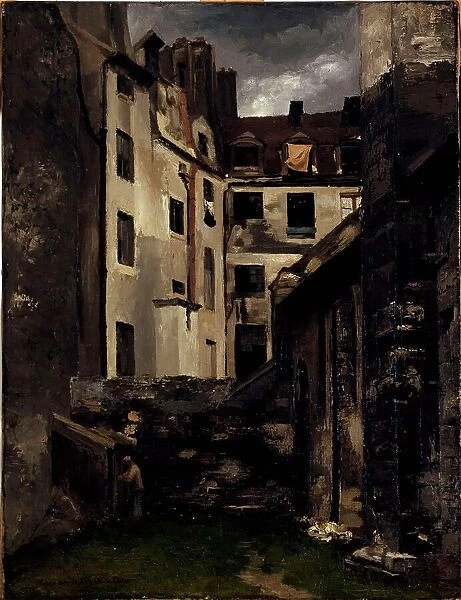 Old Hotel-Dieu, courtyard of Saint-Julien-le-Pauvre, 1882. Creator: Charles Alexis Apoil