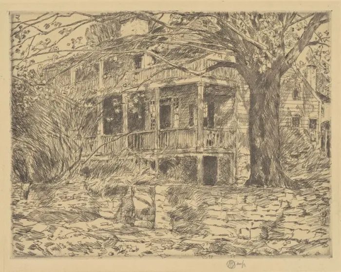 Framed Print : The Old House, Cos Cob, 1915. Creator: Frederick Childe Hassam Framed Print : The Old House, Cos Cob, 1915. Creator: Frederick Childe Hassam
