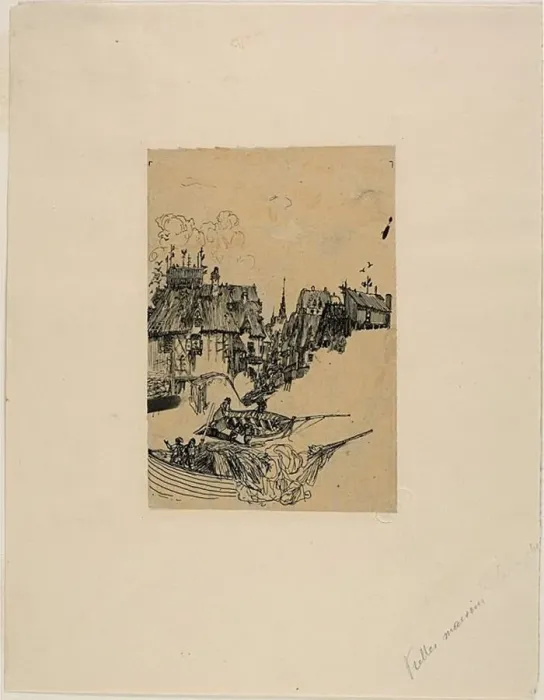 Framed Print : Old Houses and Fishing Boats, n. d. Creator: Rodolphe Bresdin Framed Print : Old Houses and Fishing Boats, n. d. Creator: Rodolphe Bresdin
