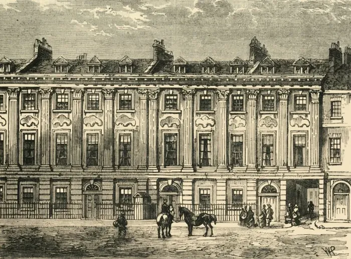Framed Print : Old Houses in Great Queen Street, South Side, 1850, (1881). Creator: Unknown Framed Print : Old Houses in Great Queen Street, South Side, 1850, (1881). Creator: Unknown