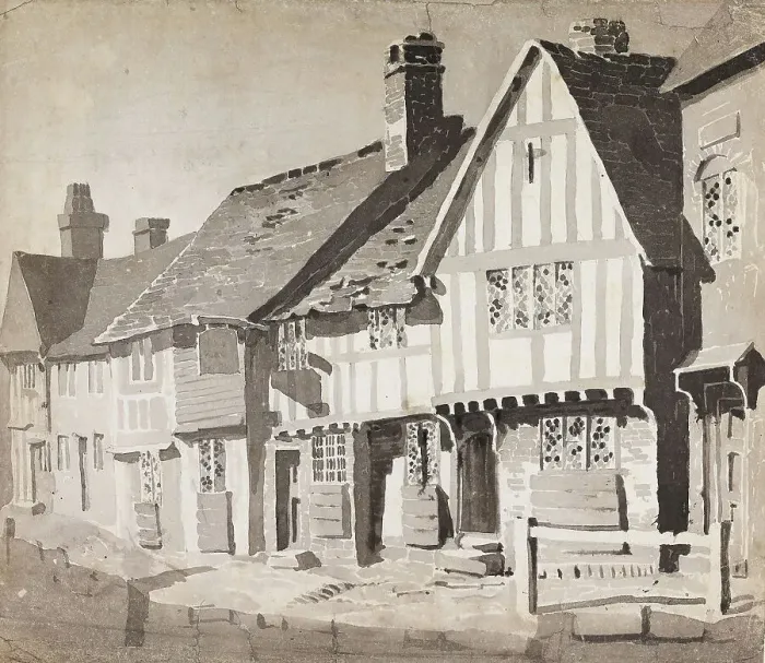 Framed Print : Old Houses at Kenilworth, 1810-15. Creator: David Cox the Elder Framed Print : Old Houses at Kenilworth, 1810-15. Creator: David Cox the Elder