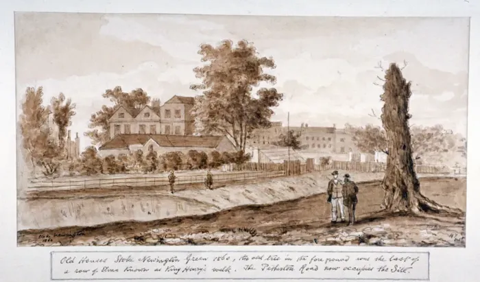 Framed Print : Old houses, Newington Green, Stoke Newington, London, 1860. Artist: HF Framed Print : Old houses, Newington Green, Stoke Newington, London, 1860. Artist: HF