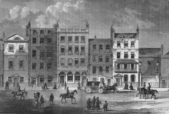 Framed Print : Old houses in Pall Mall, Westminster, London, c1830 (1878) Framed Print : Old houses in Pall Mall, Westminster, London, c1830 (1878)