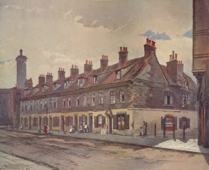 Framed Print : Old Houses in Pye Street, Westminster, London, 1883 (1926). Artist: John Crowther Framed Print : Old Houses in Pye Street, Westminster, London, 1883 (1926). Artist: John Crowther