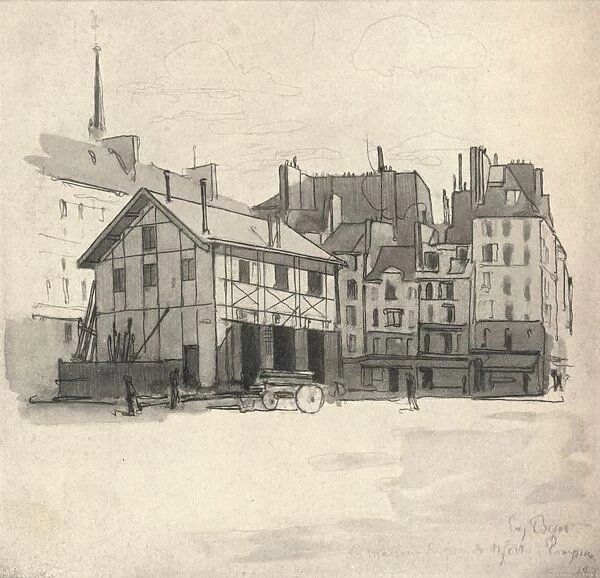 Old houses at the Quai des Orfeveres, 1915. Artist: Eugene Bejot