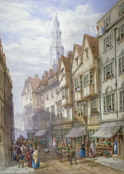 Framed Print : Old houses in Wych Street, Westminster, London, 1873. Artist: William Richardson Framed Print : Old houses in Wych Street, Westminster, London, 1873. Artist: William Richardson