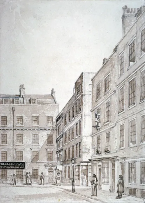 Framed Print : Old Hummums Hotel, Covent Garden, Westminster, London, c1830. Artist: Charles John Smith Framed Print : Old Hummums Hotel, Covent Garden, Westminster, London, c1830. Artist: Charles John Smith