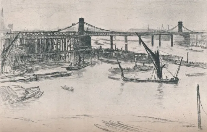 Framed Print : Old Hungerford Bridge, 1861, (1903). Artist: James Abbott McNeill Whistler Framed Print : Old Hungerford Bridge, 1861, (1903). Artist: James Abbott McNeill Whistler