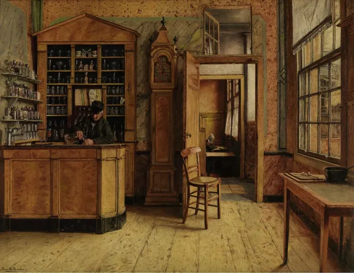 Framed Print : The old Inn Het Loodshuis in Antwerp, 1877. Creator: Henri Jean Augustin de Braekeleer Framed Print : The old Inn Het Loodshuis in Antwerp, 1877. Creator: Henri Jean Augustin de Braekeleer