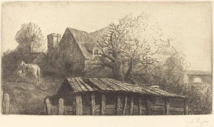 Framed Print : Old Inn (Une ancienne auberge). Creator: Alphonse Legros Framed Print : Old Inn (Une ancienne auberge). Creator: Alphonse Legros