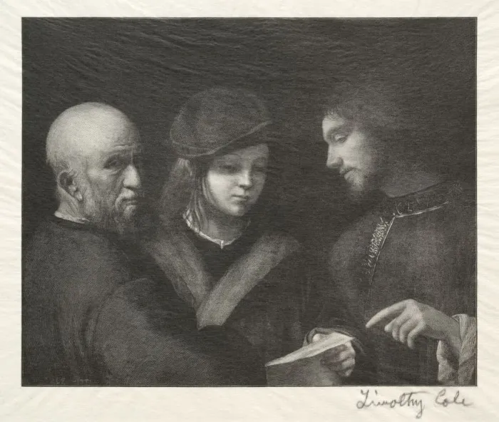 Framed Print : Old Italian Masters: The Three Ages, 1888-1892. Creator: Timothy Cole (American, 1852-1931) Framed Print : Old Italian Masters: The Three Ages, 1888-1892. Creator: Timothy Cole (American, 1852-1931)