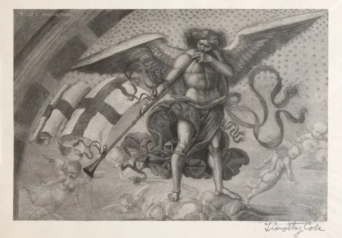 Framed Print : Old Italian Masters: Angel Sounding a Trumpet, 1888-1892. Creator: Timothy Cole (American Framed Print : Old Italian Masters: Angel Sounding a Trumpet, 1888-1892. Creator: Timothy Cole (American