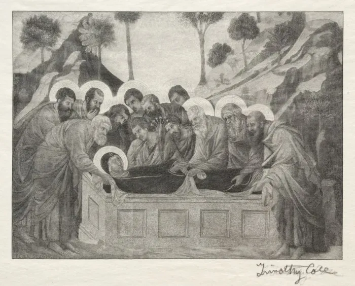 Framed Print : Old Italian Masters: Burial of the Virgin, 1888-1892. Creator: Timothy Cole (American, 1852-1931) Framed Print : Old Italian Masters: Burial of the Virgin, 1888-1892. Creator: Timothy Cole (American, 1852-1931)